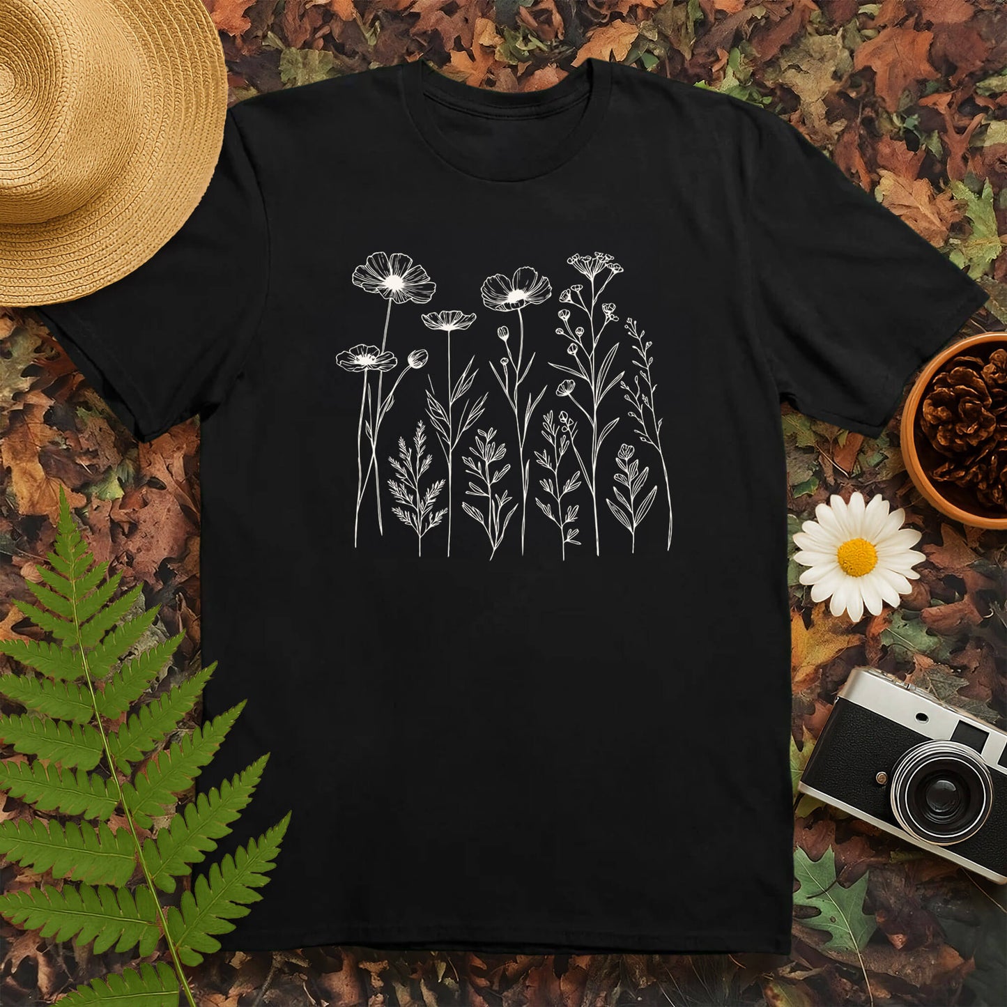 Wildflower Line Art T-Shirt