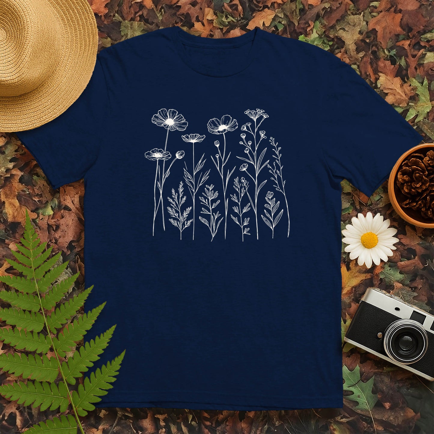 Wildflower Line Art T-Shirt