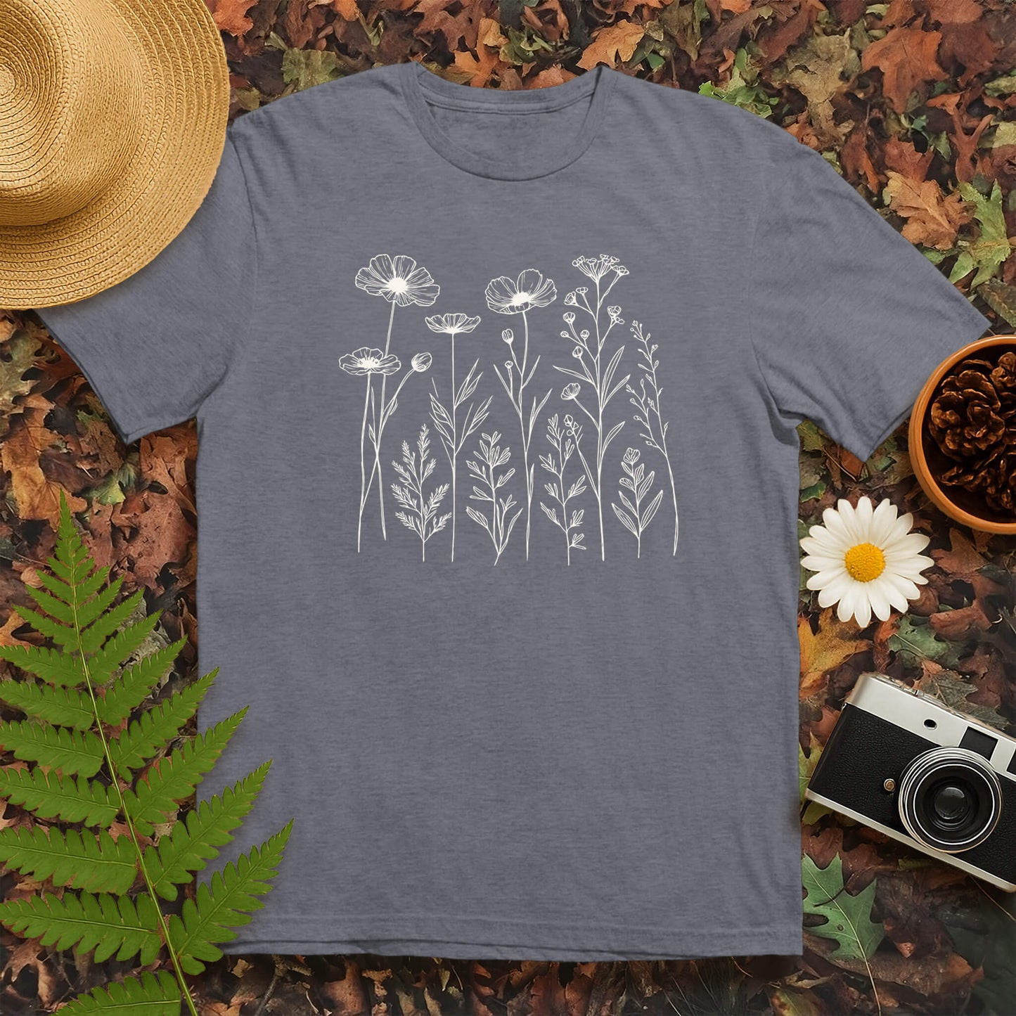 Wildflower Line Art T-Shirt