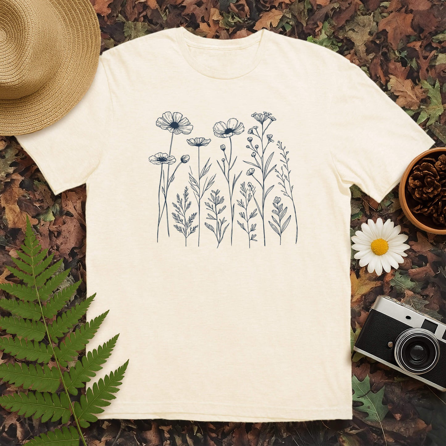 Wildflower Line Art T-Shirt