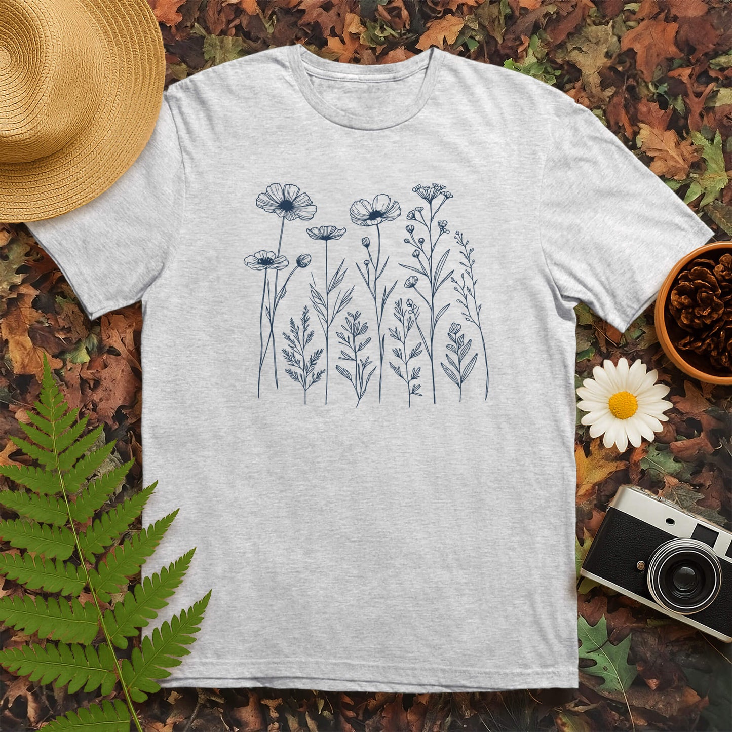 Wildflower Line Art T-Shirt