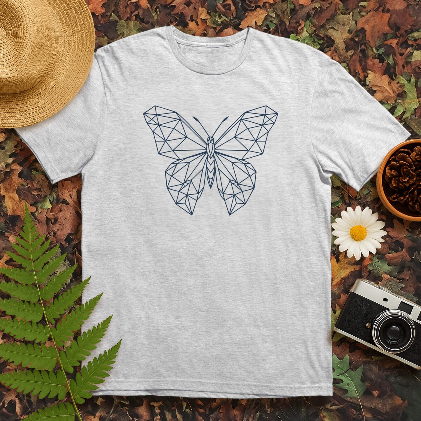 Butterfly Poly Line Art T-Shirt