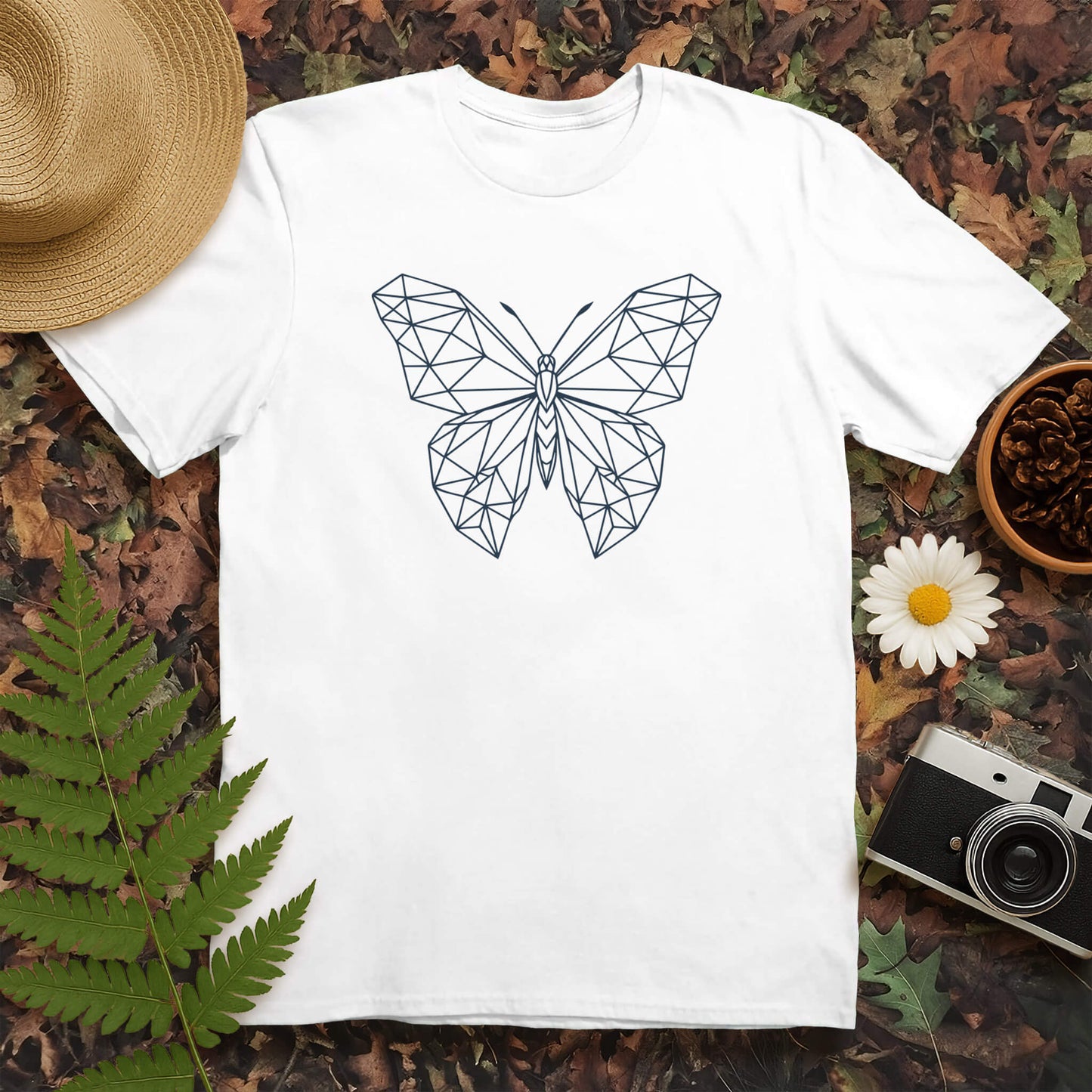 Butterfly Poly Line Art T-Shirt
