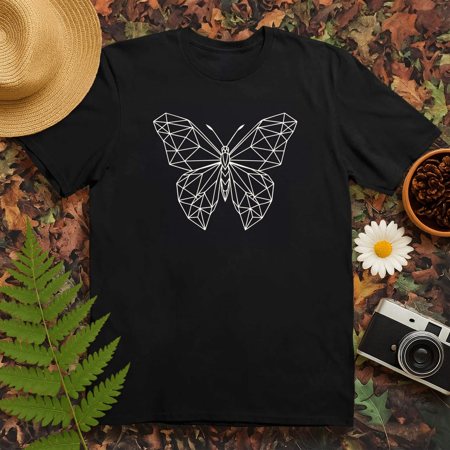 Butterfly Poly Line Art T-Shirt
