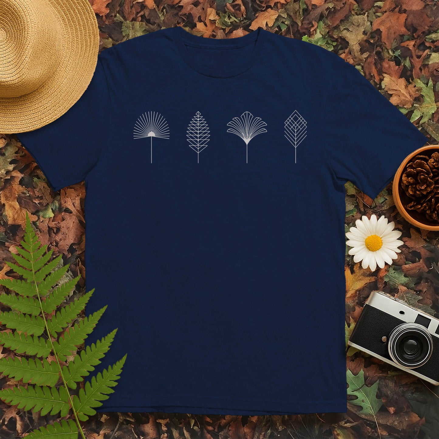Line Art Leaves T-Shirt
