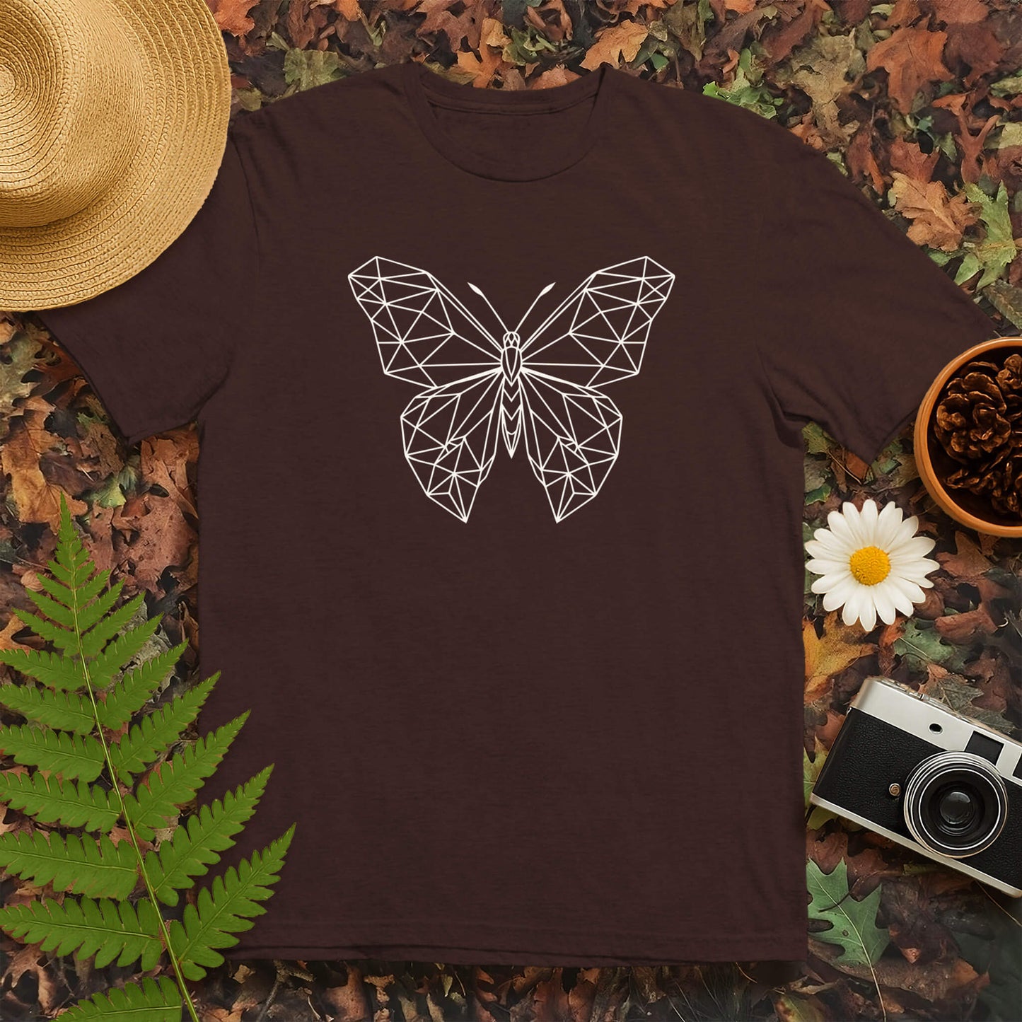 Butterfly Poly Line Art T-Shirt