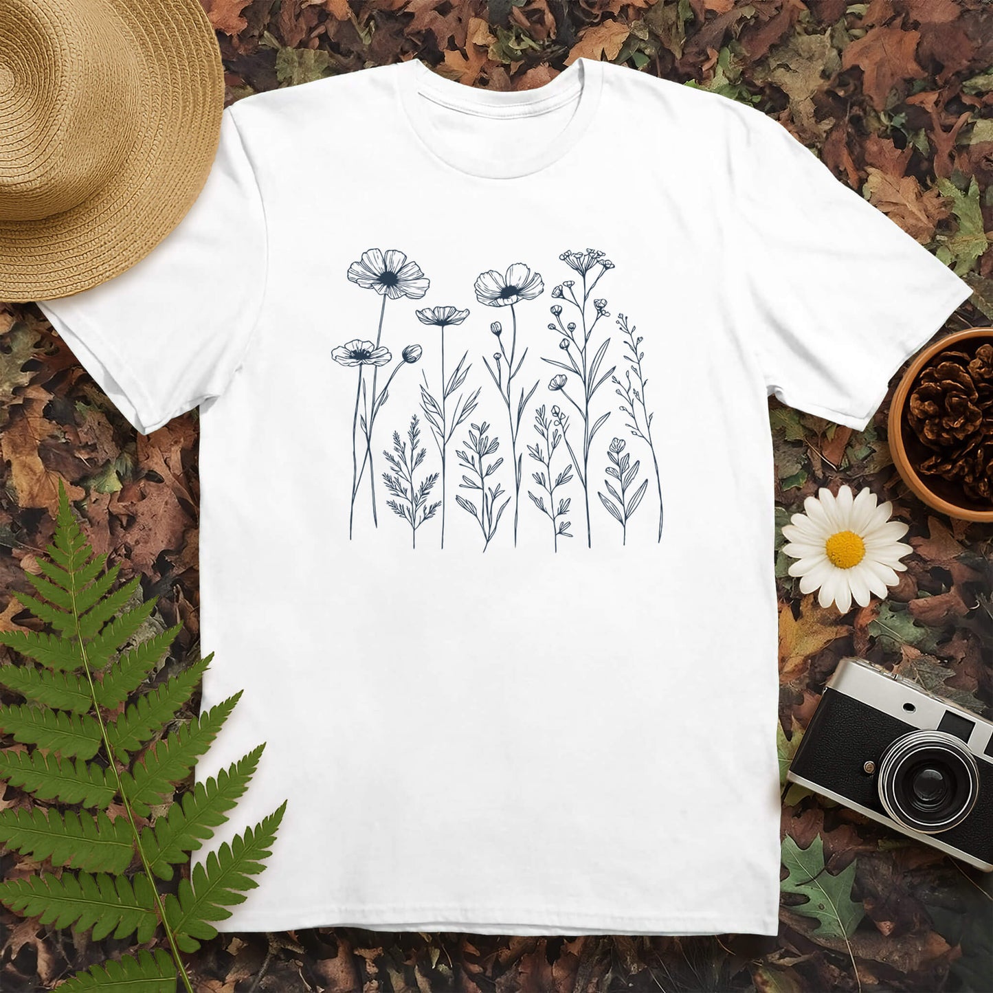 Wildflower Line Art T-Shirt